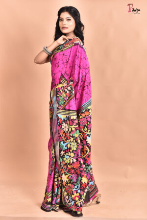 Elegant Semi Tussar Silk Kanthastitch with Blouse Piece KS003