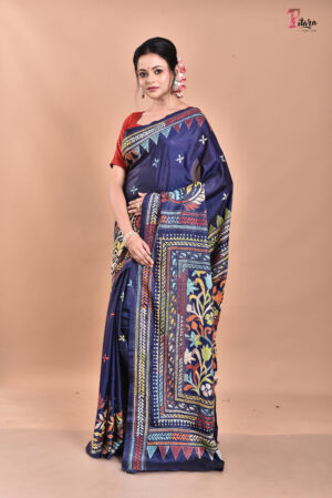 Exquisite Kantha Stitch Sarees: Handcrafted Elegance with Blouse Piece KS001